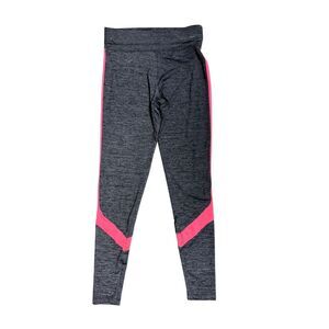 Oysho Women's XS Gray Leggings High Waist Pink Accents Activewear